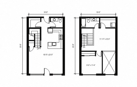 Stack House Apartments in Seattle, Washington 2x1.5 Townhome Floor Plan